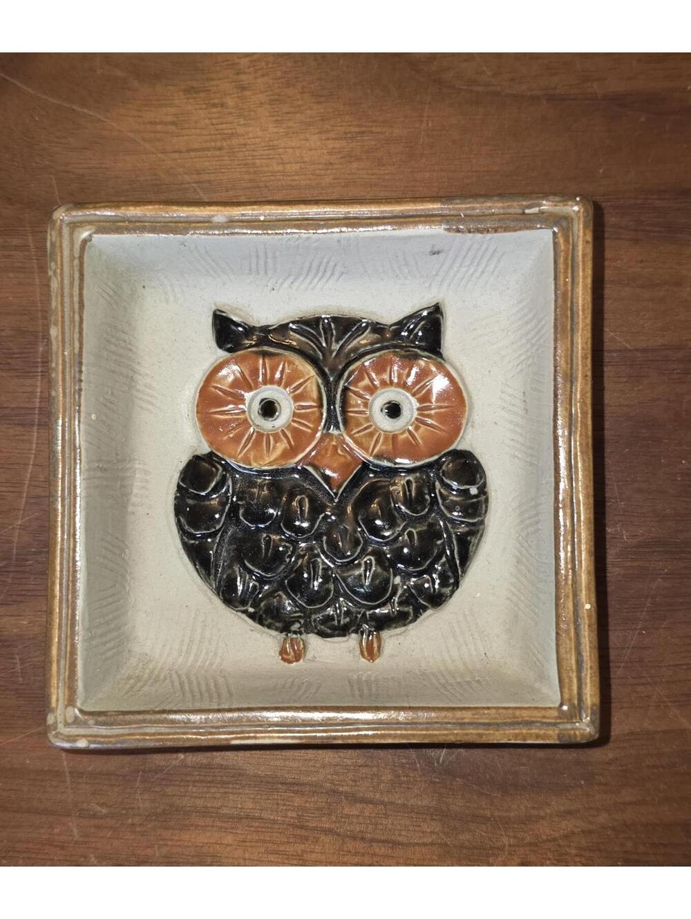 Vintage Mid-Century Ceramic Owl Trinket Dish - Made in Japan - 3.5"